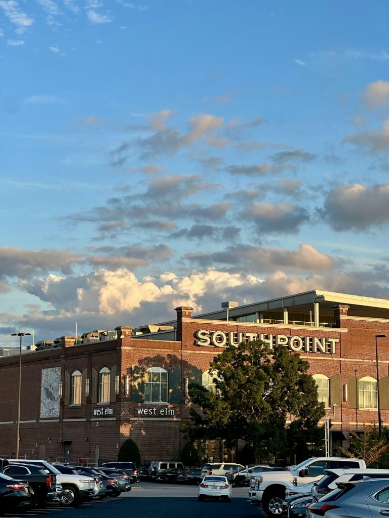 A commercial building with a freshly cleaned parking lot